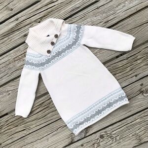 4T Girl GAP Button Cowl Neck Arctic Fair Isle Sweater Dress Holiday School Photo
